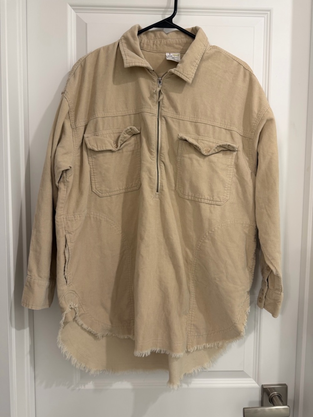 Offline by Aerie Beige Corduroy Half-Zip Shacket